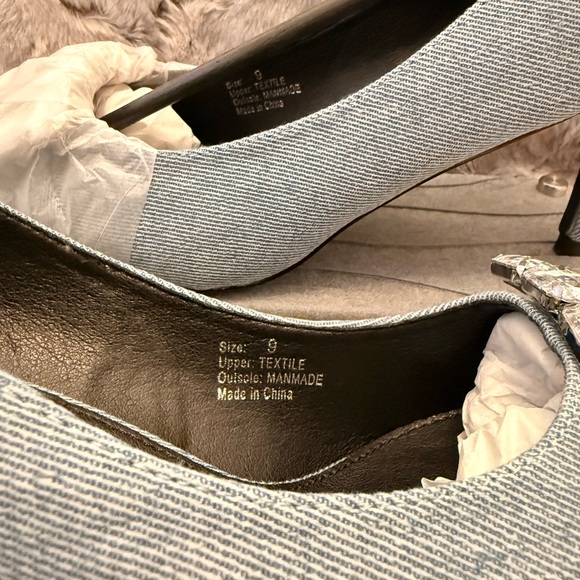 Elegant Blue Denim NY and Company Women's High Heels with Crystal Embellishment - Picture 12 of 12